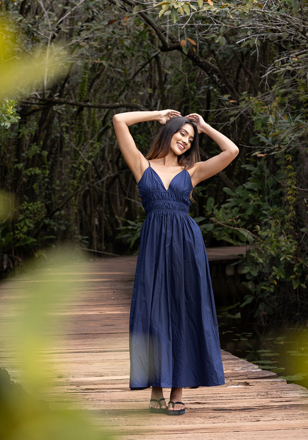 AERITH BLUE MAXI STRAP DRESS